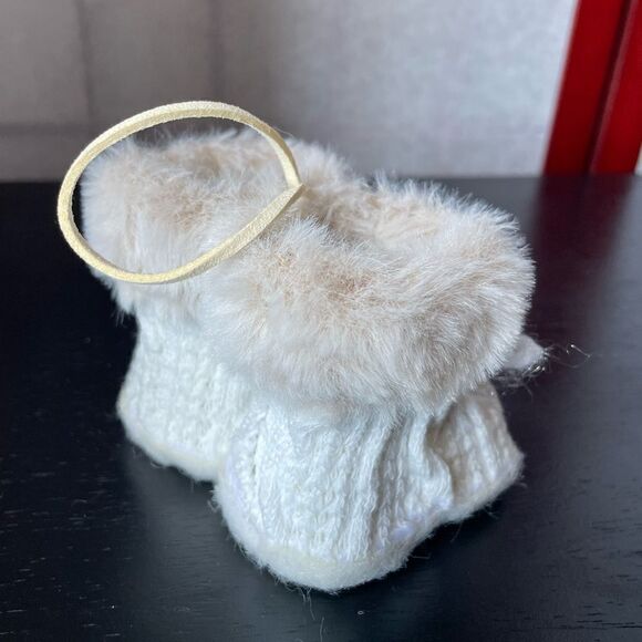 Christmas Tree Ornament: Soft White Baby Boot Ornament (New) - Picture 6 of 7
